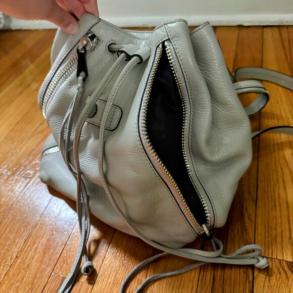 Rebecca Minkoff Bryn Pebbled Leather Backpack Grey Periwinkle Silver Hardware - Picture 7 of 8